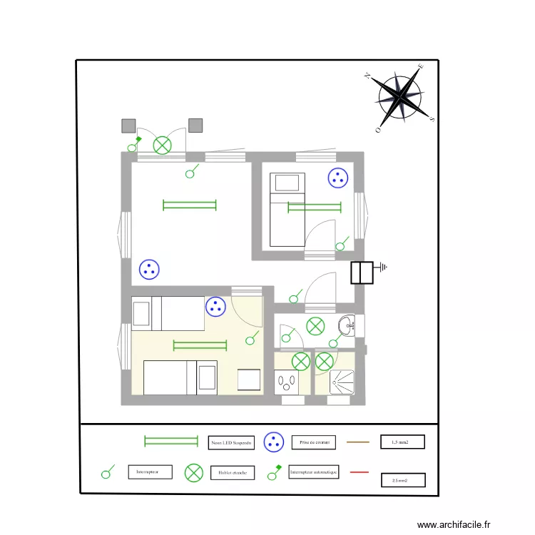 Internat du Lyc&eacute;e Anbohimandroso: maison garde internat. Plan de 
