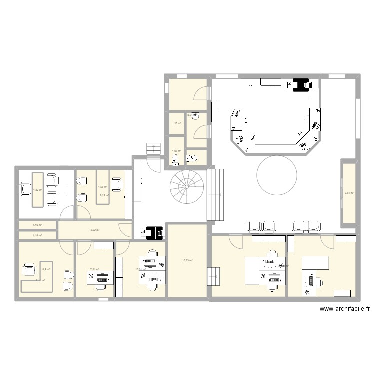 ENTREE-MAIRIE230922. Plan de 16 pièces et 105 m2