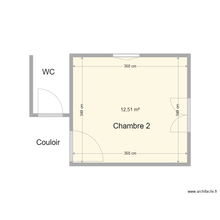 Tignet Chambre 2. Plan de 1 pièce et 13 m2