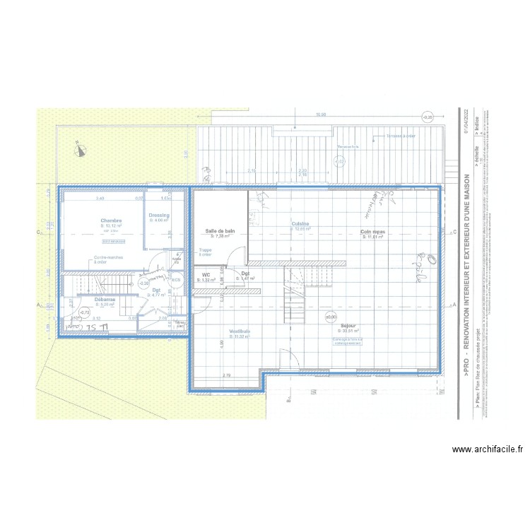 salaun. Plan de 2 pièces et 122 m2