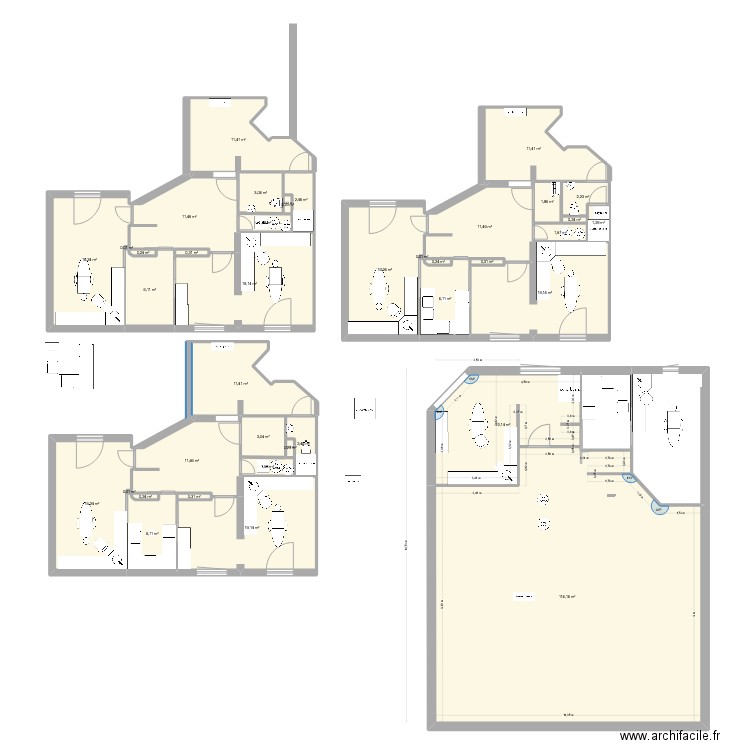 Mirec. Plan de 37 pièces et 217 m2