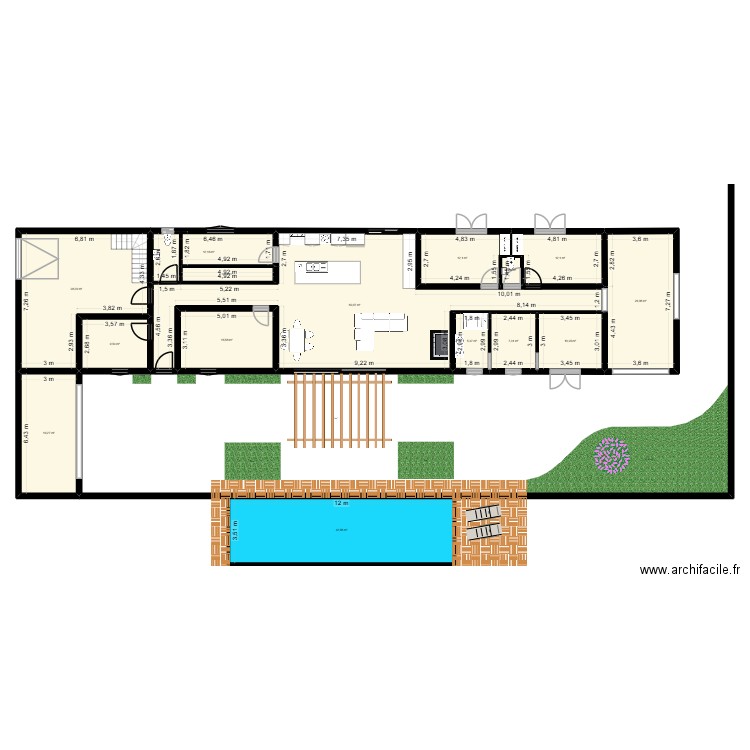 BUZET. Plan de 15 pièces et 299 m2