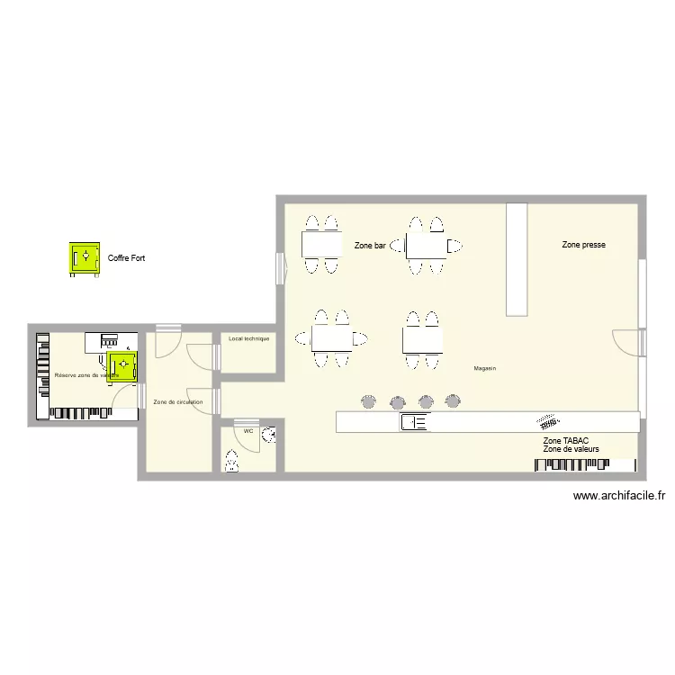 Tabac LE FONTENOY Coffre. Plan de 