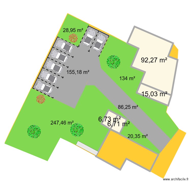 Plan extérieur surfaces 3. Plan de 4 pièces et 121 m2