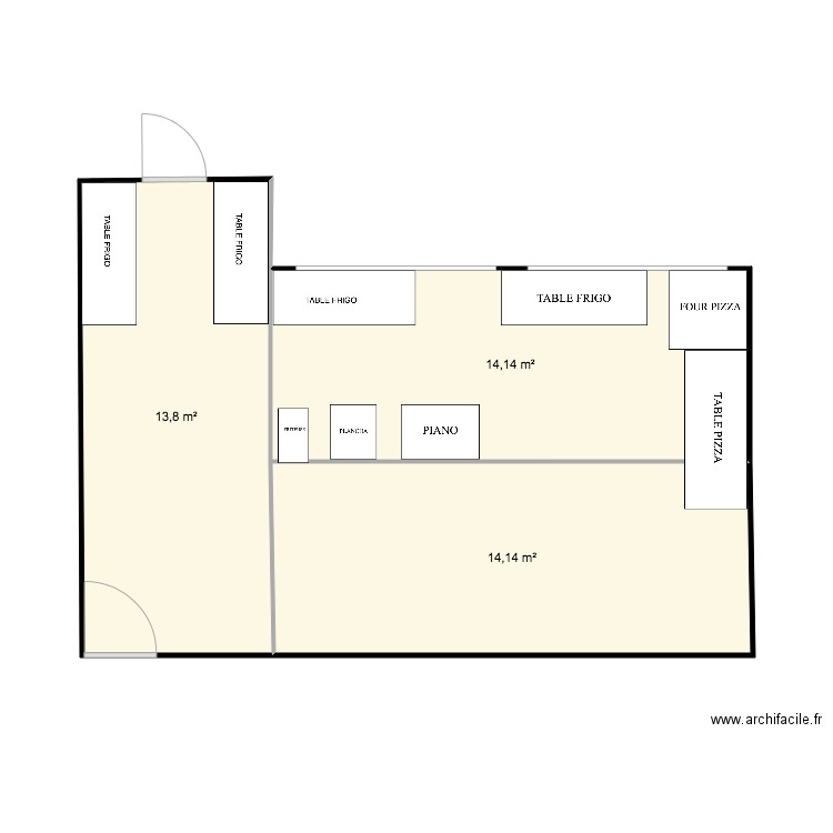 PLAN2. Plan de 3 pièces et 42 m2