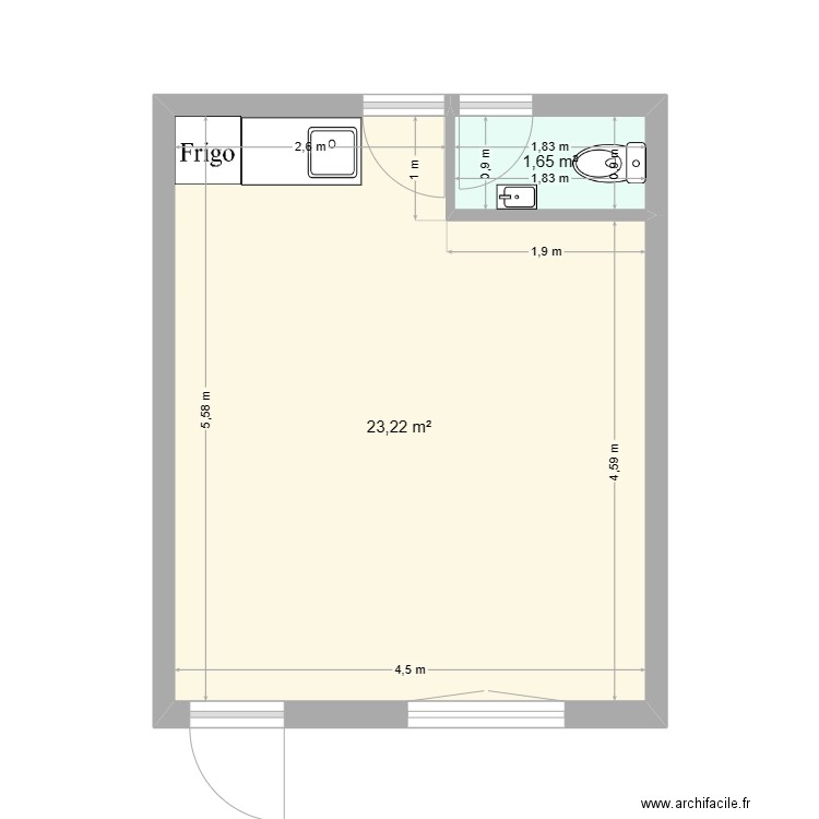 LE MEE FINAL 2. Plan de 2 pièces et 25 m2