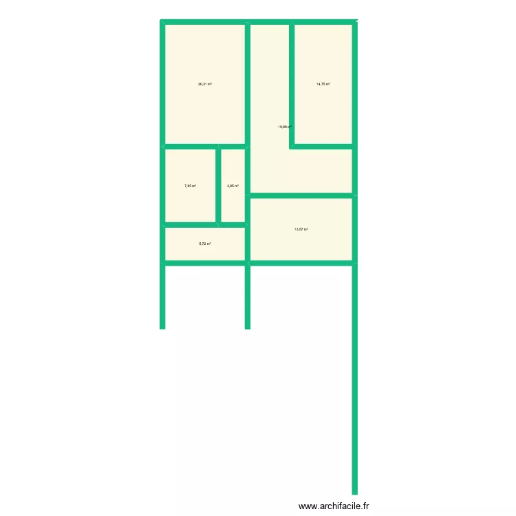 maison 2. Plan de 7  et 86 m²