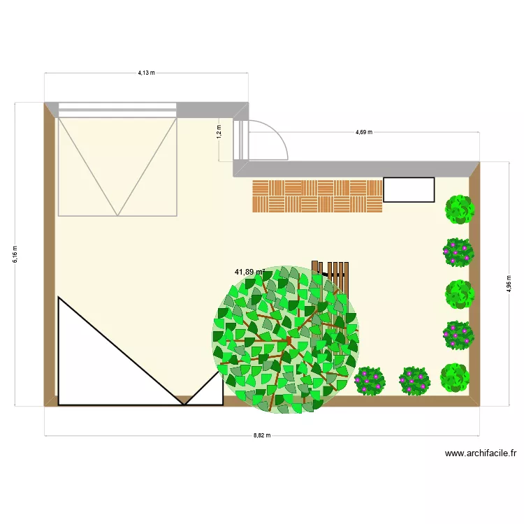 Extérieur devant 1. Plan de 1 et 42 m² Extérieur devant 1. Plan de 1 et 42 m²