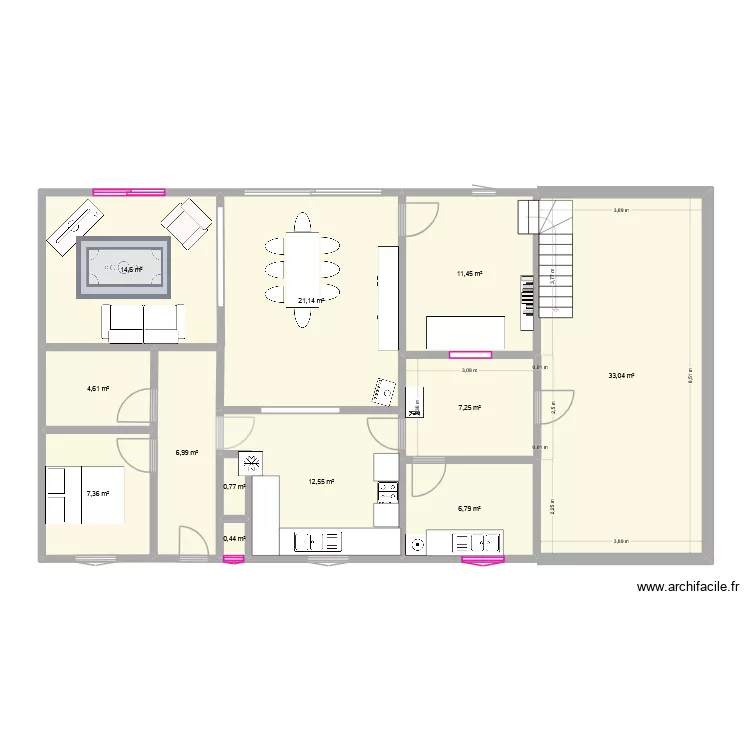 RDC l'original. Plan de 12  et 127 m²