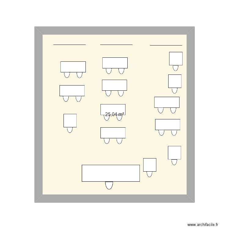 classe. Plan de 1 pièce et 25 m2