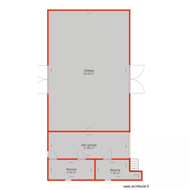 BI 2413 annexe grange c&ocirc;t&eacute;. Plan de 