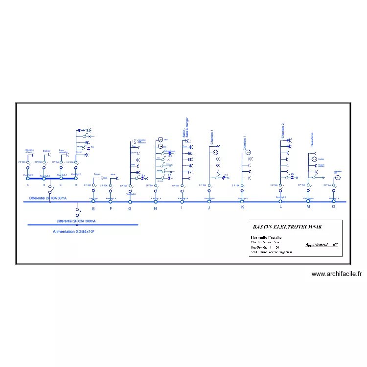 Appartement B5 Schema unifilaire. Plan de 