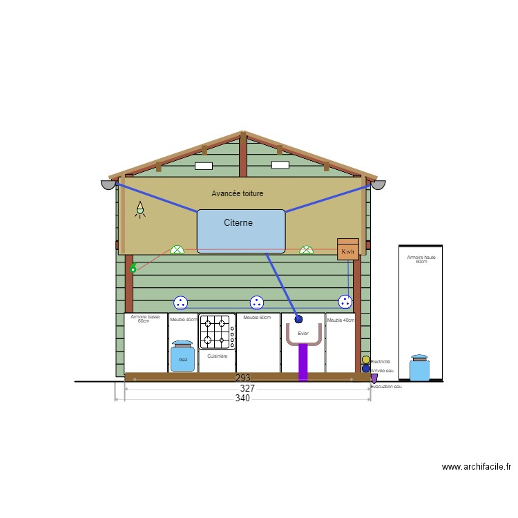 Garage cuisine 01. Plan de 0 pièce et 0 m2