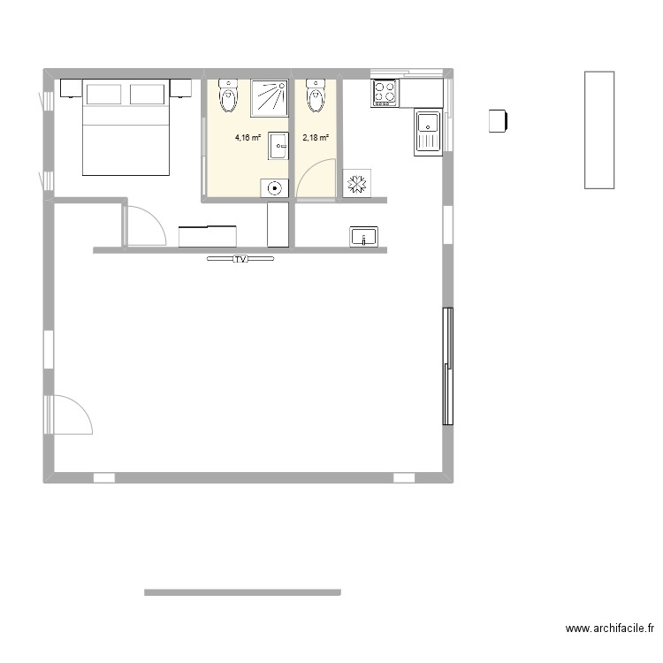 Maison de brousse 3. Plan de 2 pièces et 6 m2