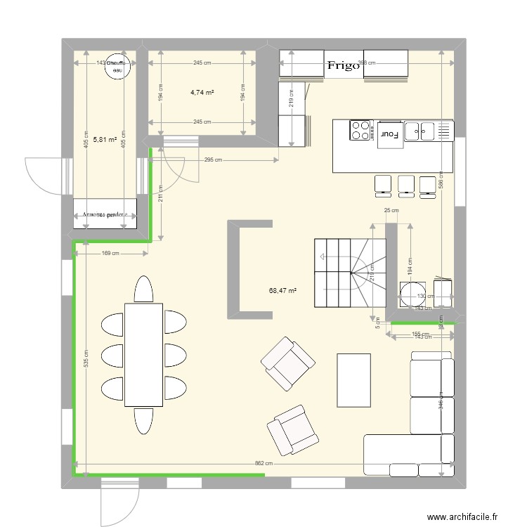 Plan chalet Vaudagne projeté. Plan de 12 pièces et 151 m2