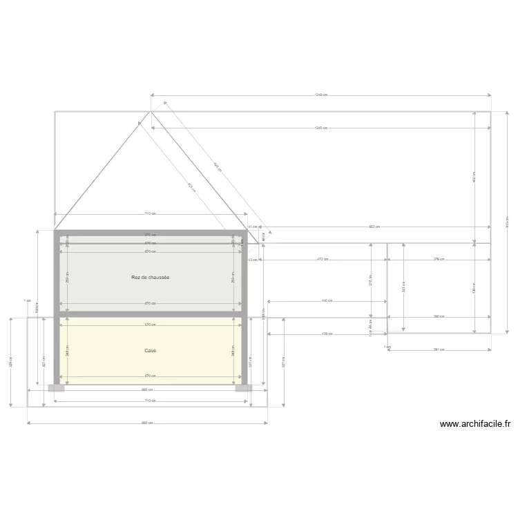 Coupe Face arrière avec cave complete. Plan de Coupe Face arrière avec cave complete. Plan de
