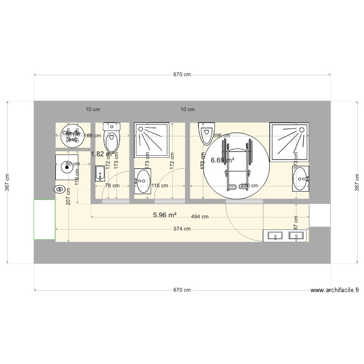 Bloc sanitaire Etude 2. Plan de 0 pièce et 0 m2