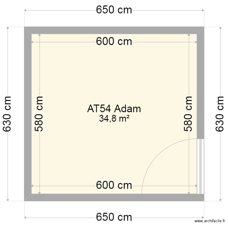 AT54. Plan de 1 pièce et 35 m2