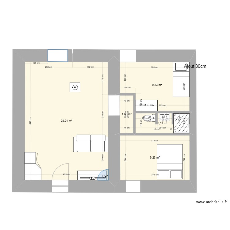 sdb milieu ch. Plan de 0 pièce et 0 m2