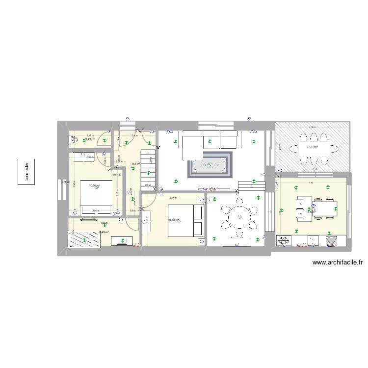 ALIMENTATION EAU. Plan de 8  et 66 m²
