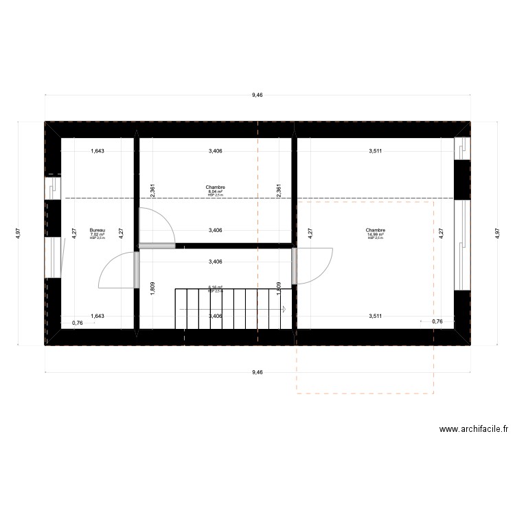 que. Plan de 14 pièces et 167 m2