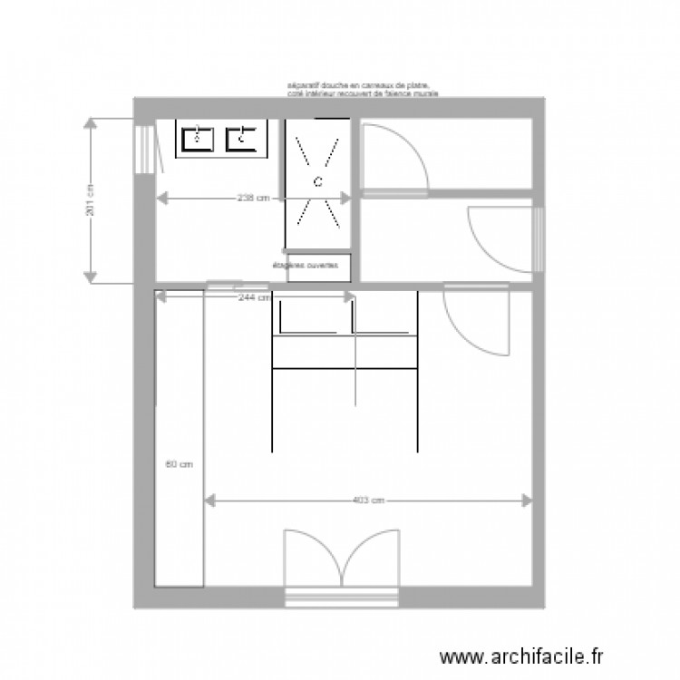 sdb rez de chaussée clarisse et baptiste 2. Plan de 0 pièce et 0 m2