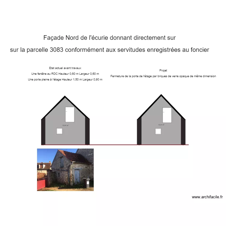 Façade appentis côté servitude. Plan de Façade appentis côté servitude. Plan de