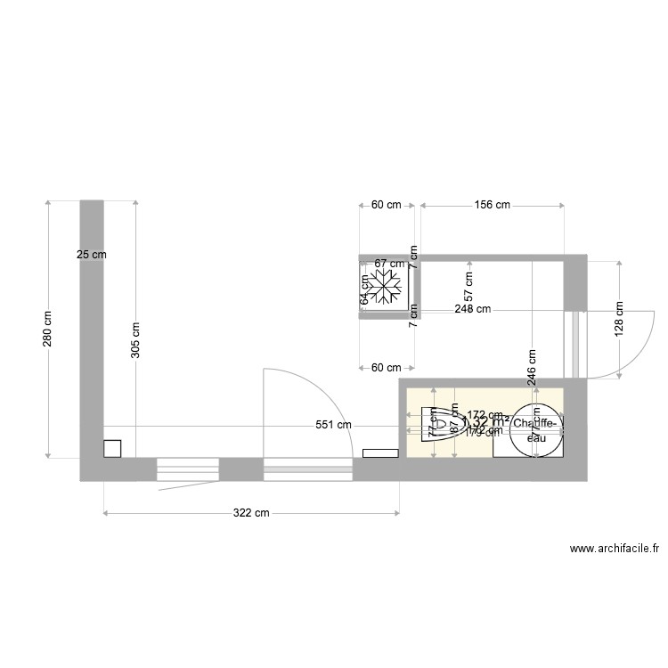 13 janvier cuisine WC cagibi. Plan de 0 pièce et 0 m2