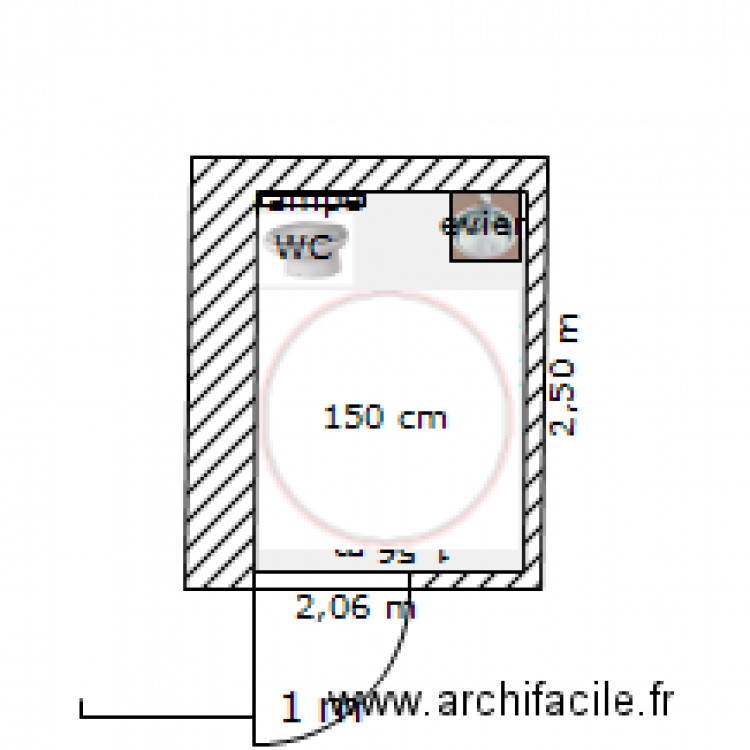 WC Handicap. Plan de 0 pièce et 0 m2