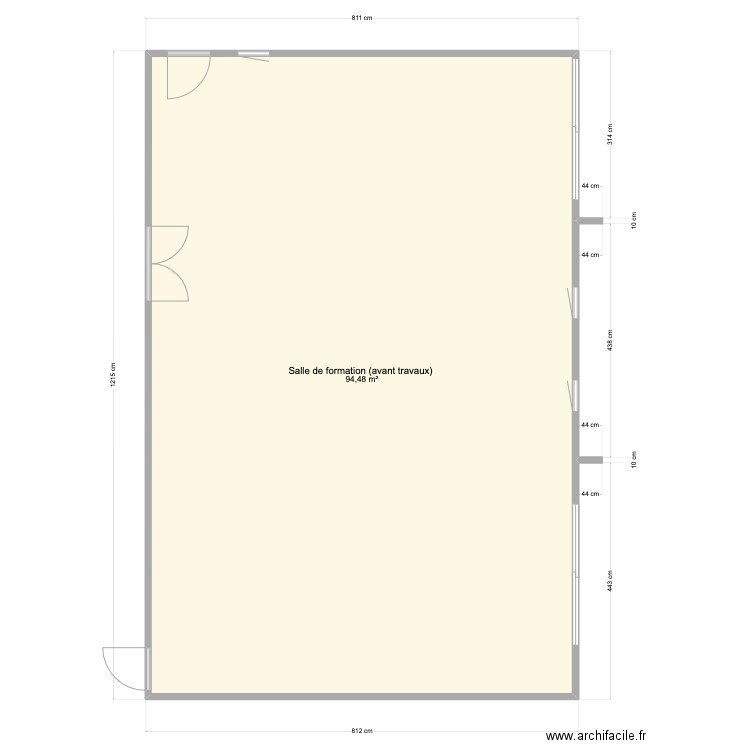Plan Salle formation (Avant travaux). Plan de 1 pièce et 94 m2