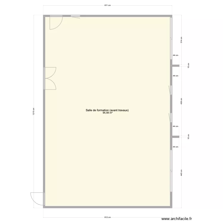 Plan Salle formation (Avant travaux). Plan de Plan Salle formation (Avant travaux). Plan de