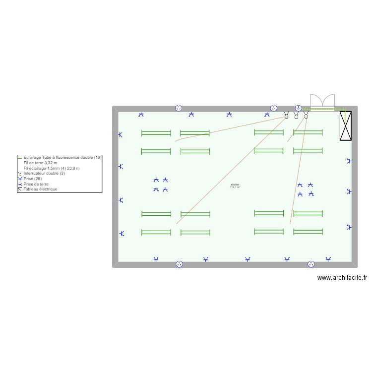 installation électrique salle TP. Plan de 0 pièce et 0 m2