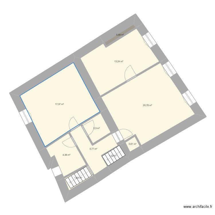BEAUDIER R+1. Plan de 10 pièces et 67 m2