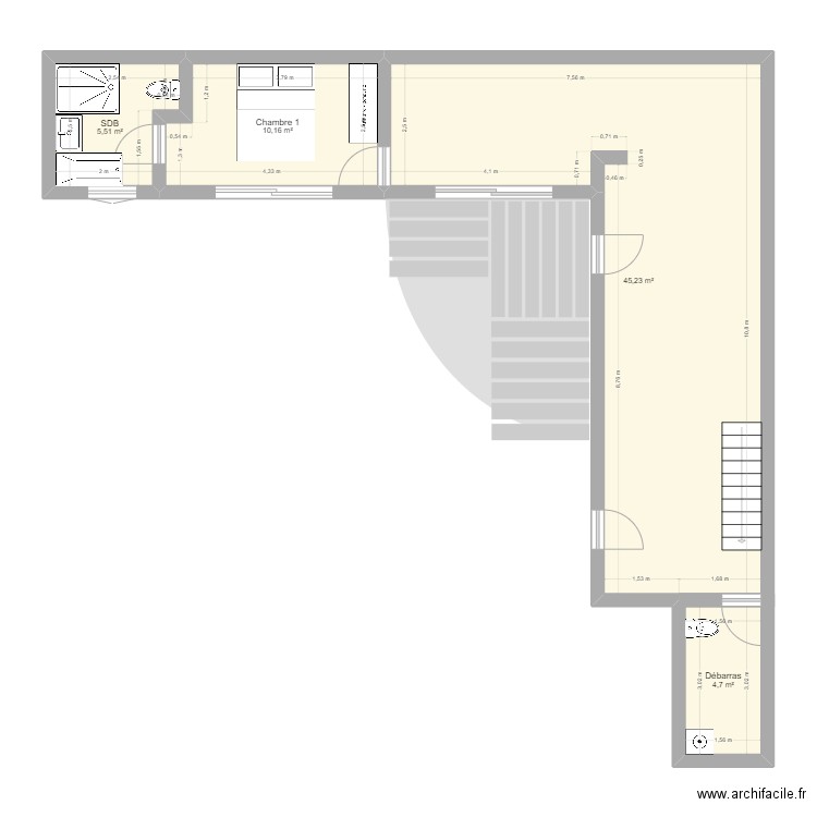 10 bis imp. Richeux. Plan de 4 pièces et 66 m2