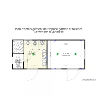 Plans conteneurs 20 pieds_ Espace gardien et toilettes