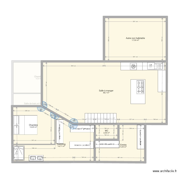 Lien. Plan de 11 pièces et 154 m2