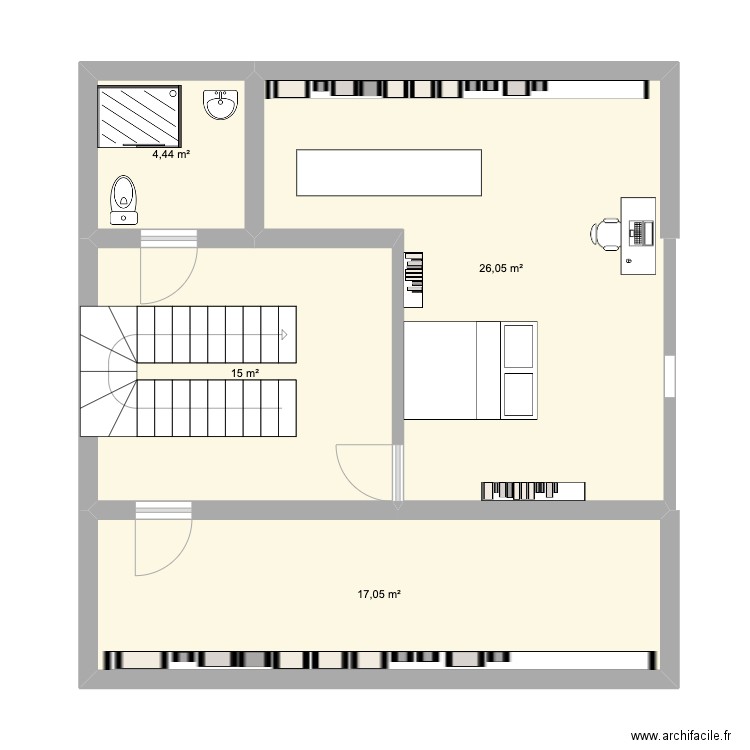 folligny 2e etage. Plan de 4 pièces et 63 m2
