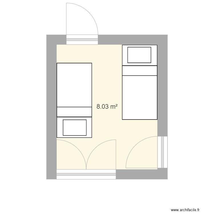 Chambre arrière 1er étage 3 deux lits 1 personne. Plan de 0 pièce et 0 m2