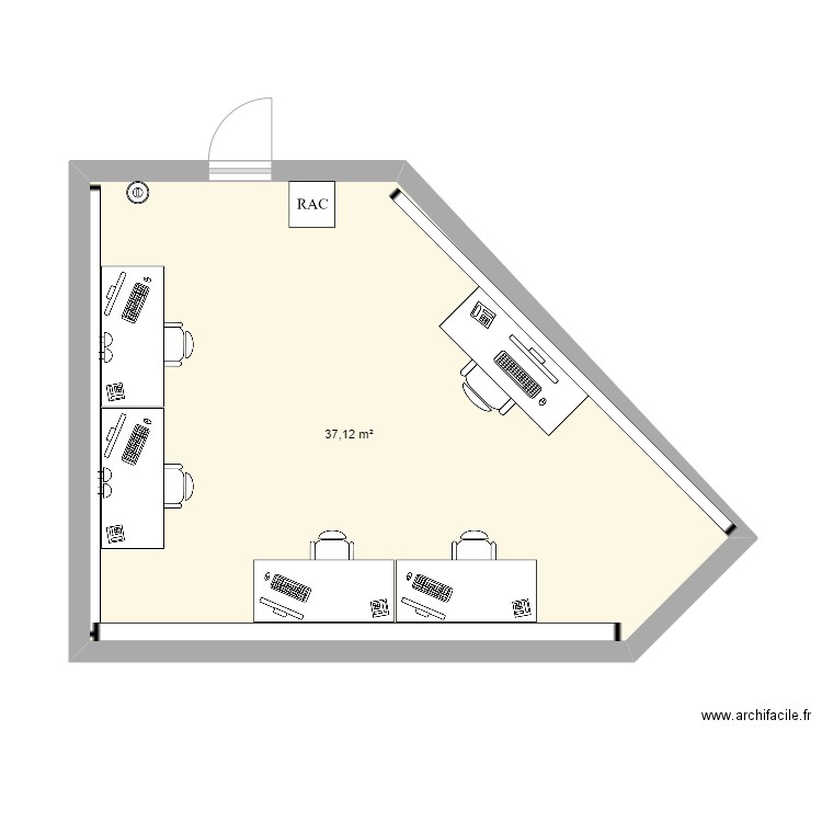 ineventari habitacion 3d. Plan de 1 pièce et 37 m2