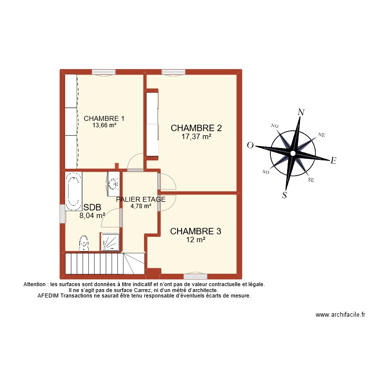 BI 9700 ETAGE. Plan de 8 pièces et 60 m2