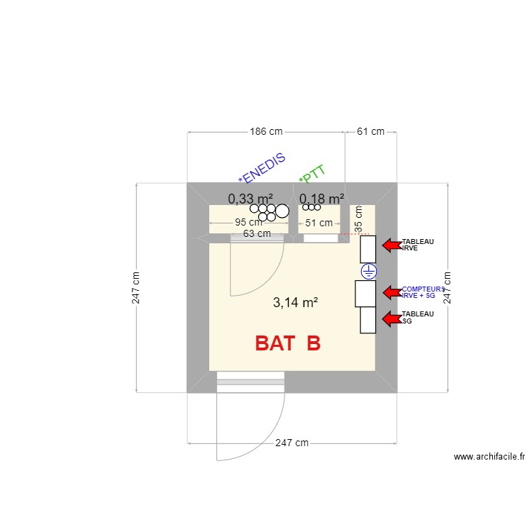 BAT B Houdelaincourt. Plan de 3 pièces et 4 m2