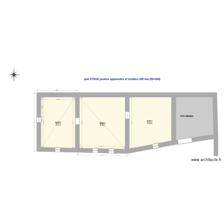 etage avec cloisons . Plan de 0 pièce et 0 m2