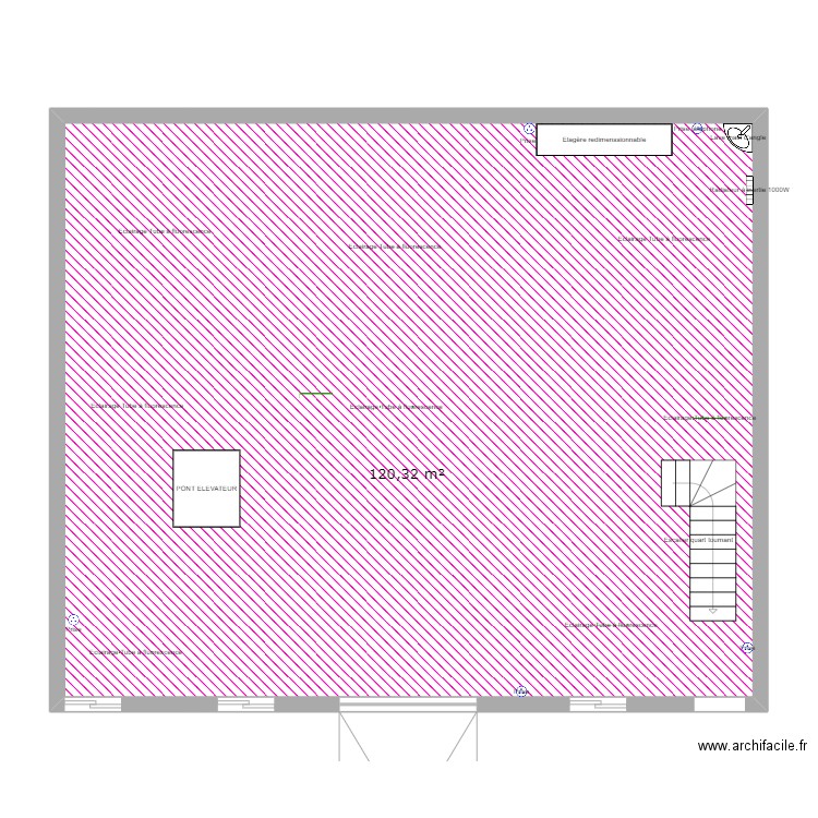 Rez de chaussée. Plan de 1 pièce et 120 m2