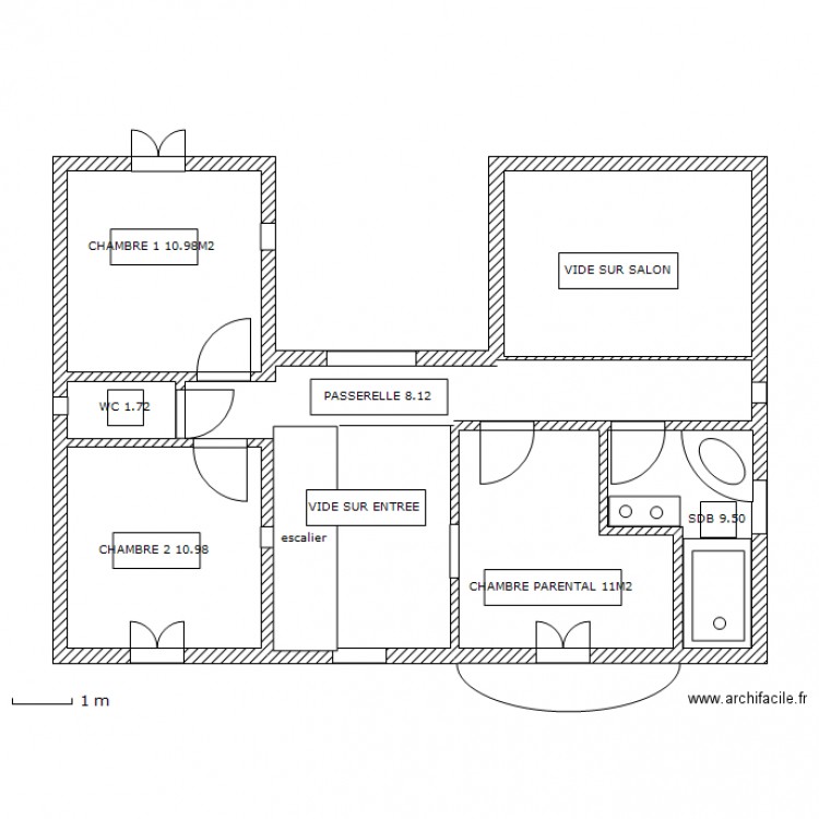 plan maison u avec etage