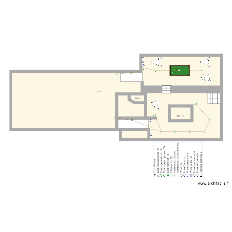 Bar pétanque . Plan de 13 pièces et 179 m2