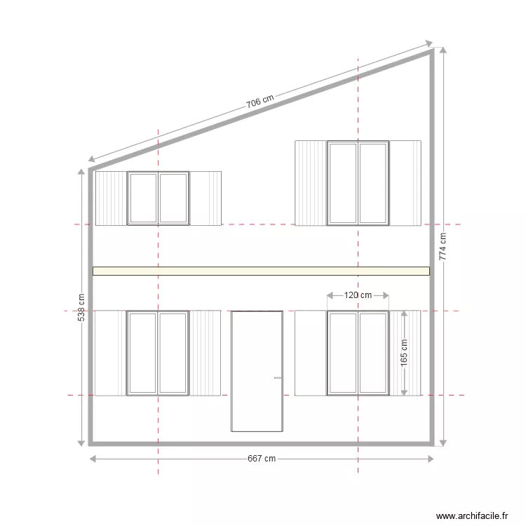 Facade OUEST BATIMENT avec fenetre hautes DP 2021 . Plan de 