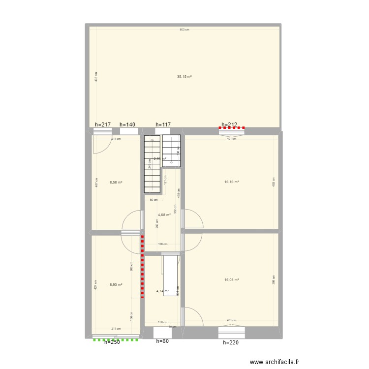 BE-ETAGE_INIT. Plan de 8 pièces et 97 m2