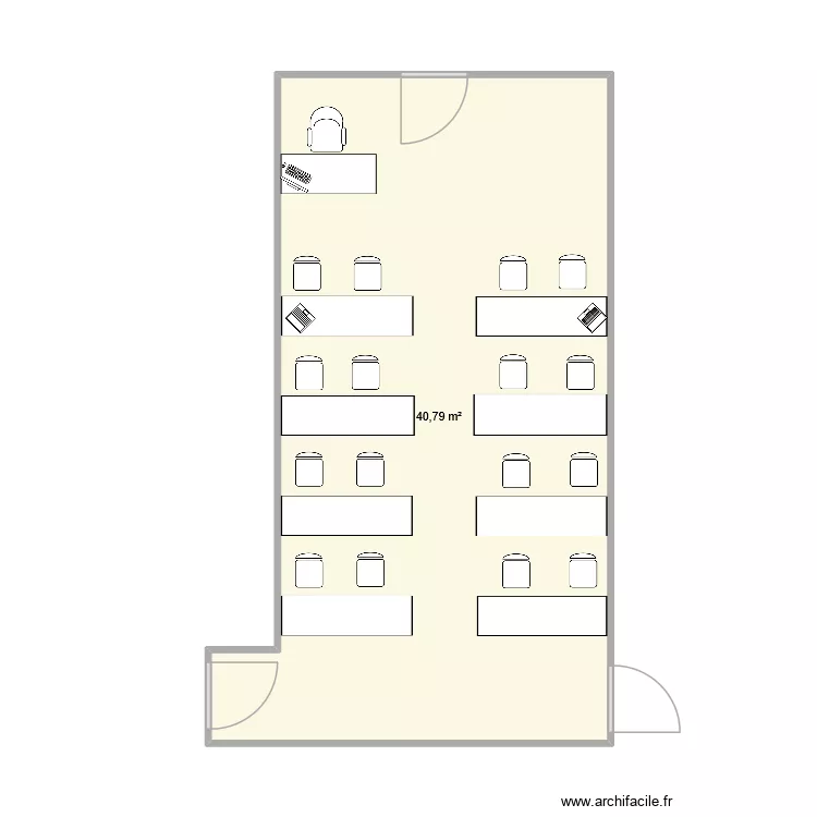 sa&eacute; 2.3. Plan de 1  et 41 m²