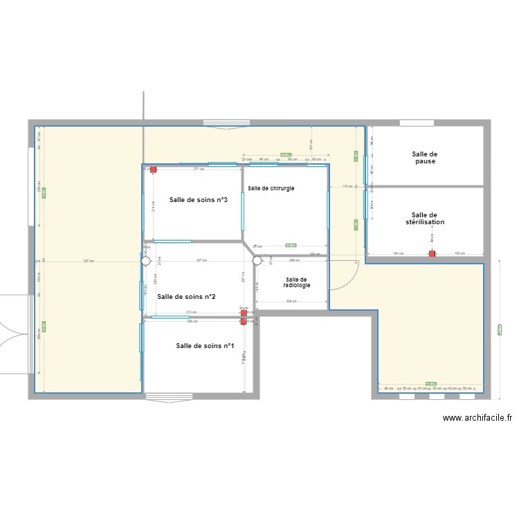 emplacement evac des éviers. Plan de 5 pièces et 87 m2