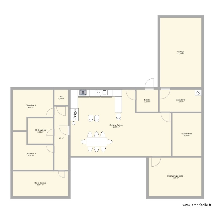 Maison Beuzeville. Plan de 12 pièces et 146 m2